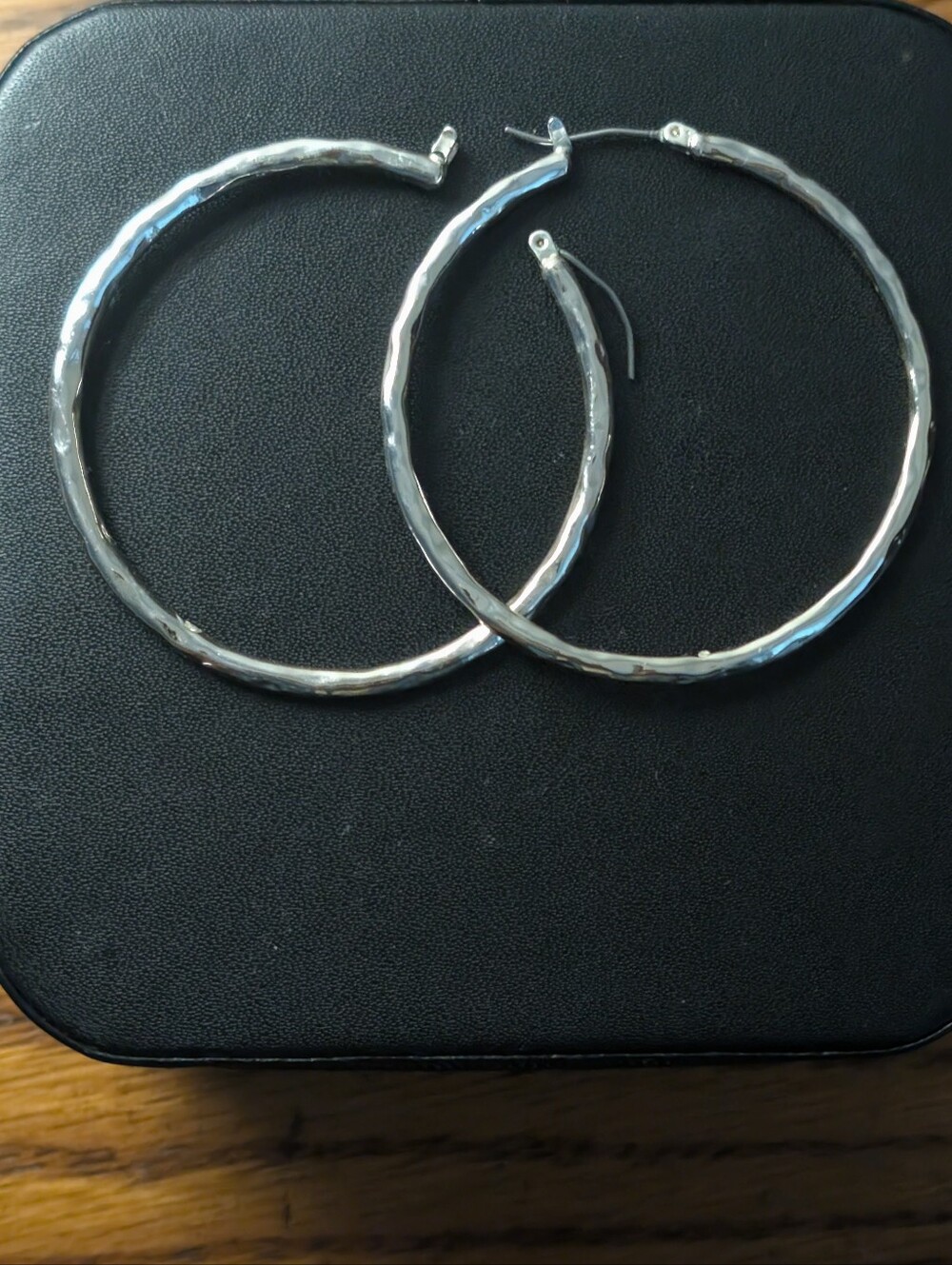 Silver Textured Hoop Earrings - Classic Women’s Jewelry